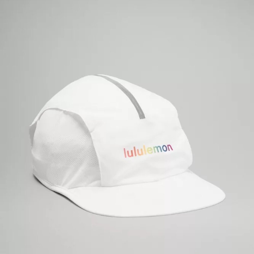 Lululemon Running Hat, Cinch-back, White/Rainbow L/XL
